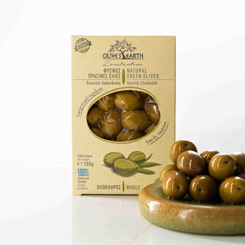 OLIWKI GRECKIE ZIELONE Z PESTKĄ 200g - Olives Earth