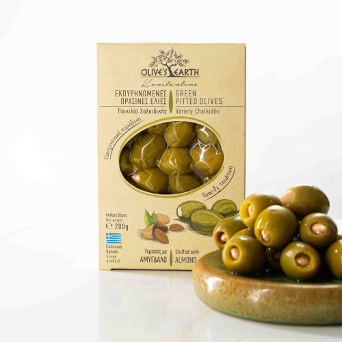 OLIWKI GRECKIE NADZIEWANE MIGDAŁEM 200g - Olives Earth
