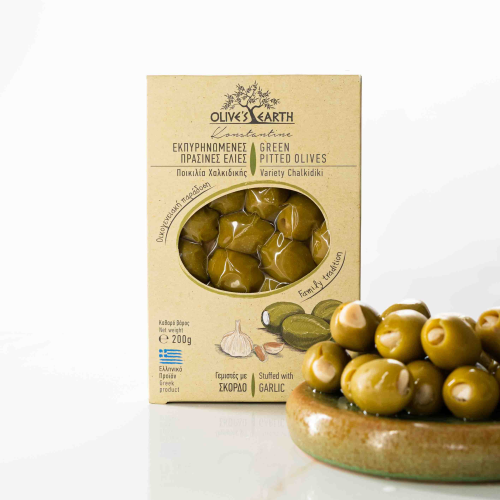 OLIWKI GRECKIE NADZIEWANE CZOSNKIEM 200g - Olives Earth