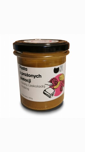 PASTA Z PRAŻONYCH PISTACJI Z BIAŁĄ CZEKOLADĄ I MALINĄ 300g - Tree Nuts