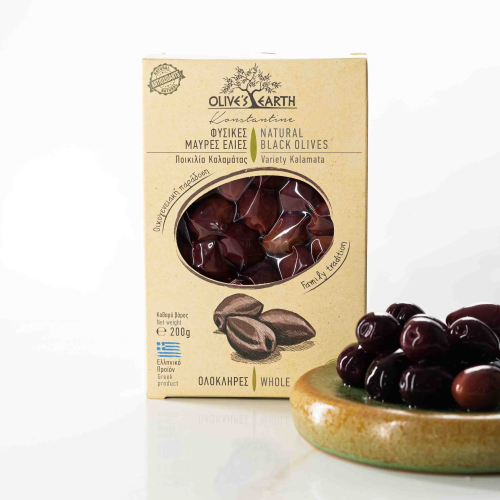 OLIWKI GRECKIE KALAMATA Z PESTKĄ 200g - Olives Earth